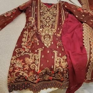 Fabricoz Maroon Salwar Kameez Suit with Dupatta